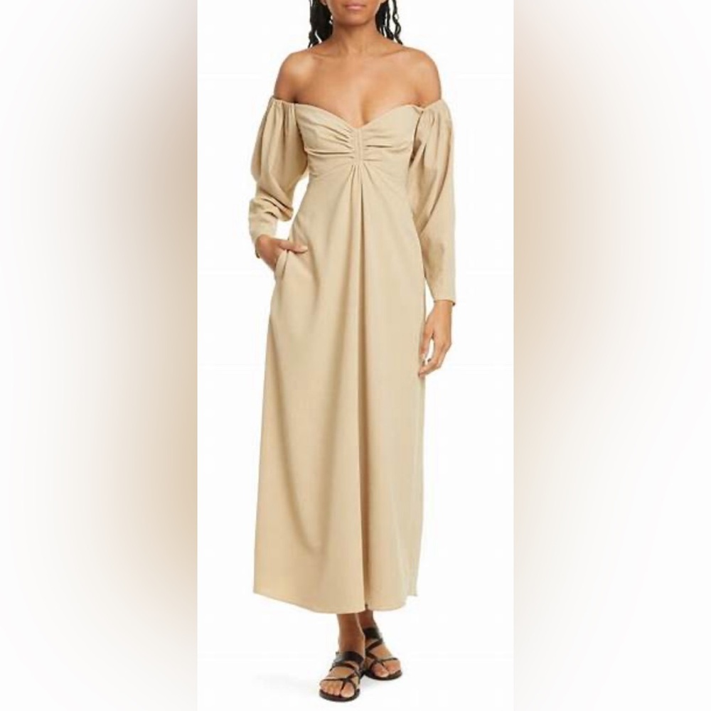 A.L.C. black Calley off-shoulder midi dress with pockets